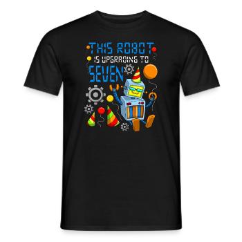 Robot Birthday Outfit Boy 7th Robot Birthday Party - Men's T-Shirt - black - Front - AI Model Male 178 light (178cm)