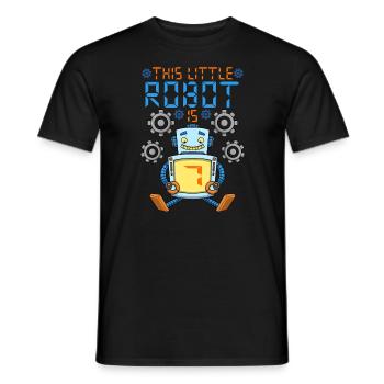 Robot Birthday Outfit Boy 7th Robot Birthday Party - Men's T-Shirt - black - Front - AI Model Male 178 light (178cm)