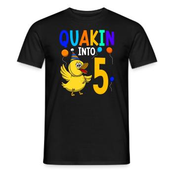 Duck Birthday Party Kids 5th Birthday Duck - Men's T-Shirt - black - Front - AI Model Male 178 light (178cm)