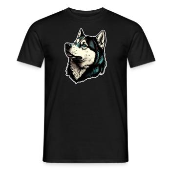 Husky Dog - Men's T-Shirt - black - Front - AI Model Male 178 light (178cm)