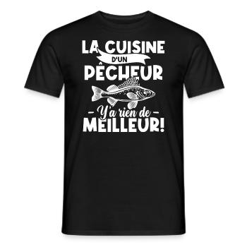 La cuisine d'un pêcheur, Humour cadeau pêcheur - T-shirt homme - noir - Devant - AI Model Male 178 light (178cm)