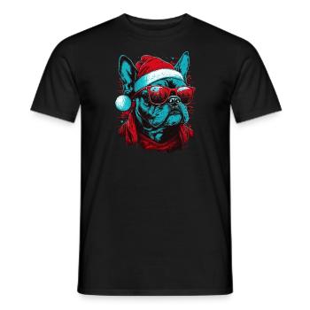 Xmas Santa French - Men's T-Shirt - black - Front - AI Model Male 178 light (178cm)