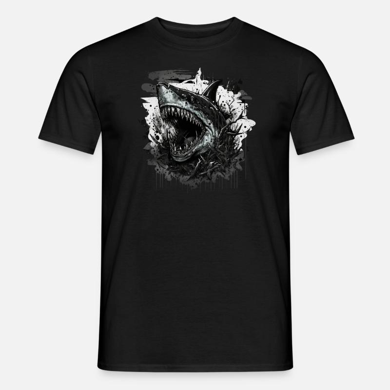 Hai mit schlechter Laune - Männer T-Shirt - Schwarz