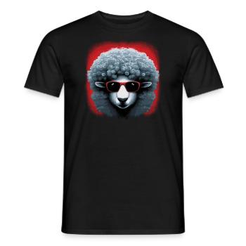 Flowerpower Sheep - Men's T-Shirt - black - Front - AI Model Male 178 light (178cm)