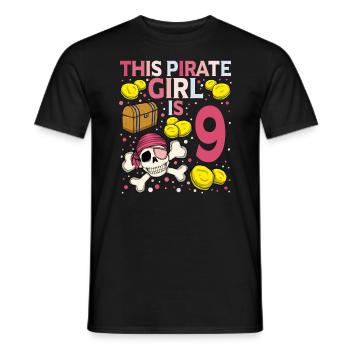 Skeleton This Pirate Is 9th Pirate Birthday - Men's T-Shirt - black - Front - AI Model Male 178 light (178cm)