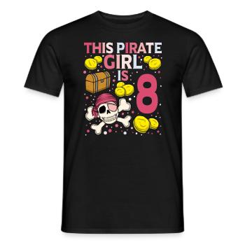 Skeleton This Pirate Is 8th Pirate Birthday - Men's T-Shirt - black - Front - AI Model Male 178 light (178cm)