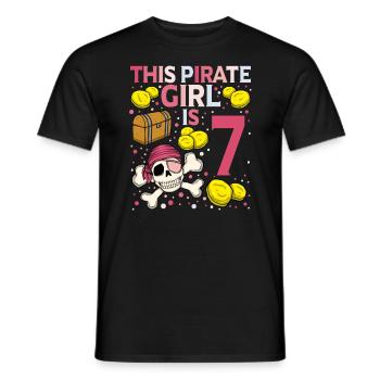 Skeleton This Pirate Is 7th Pirate Birthday - Men's T-Shirt - black - Front - AI Model Male 178 light (178cm)