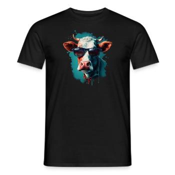 Eine Kuh mit Sonnenbrille - Männer T-Shirt - Schwarz - Vorne - AI Model Male 178 light (178cm)