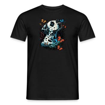 Dalmatians and butterflies - Men's T-Shirt - black - Front - AI Model Male 178 light (178cm)