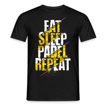 Eat Sleep Padel Repeat Written Padel Witty Padel - Männer T-Shirt - Schwarz - Vorne - AI Model Male 178 light (178cm)