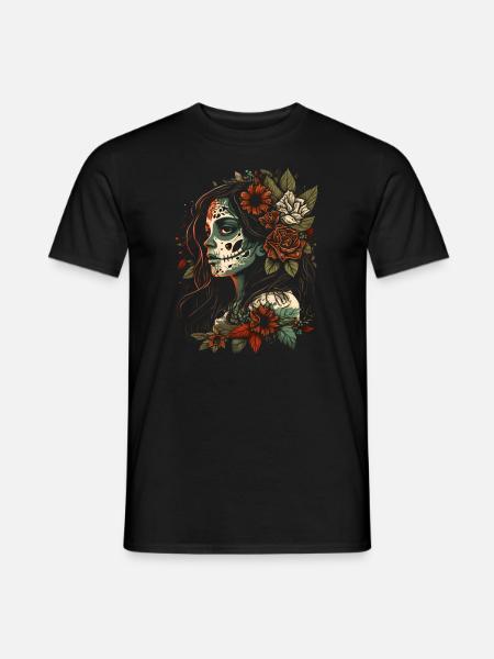Tag der Toten Sugar Skull Totenschädel Catrina - Männer T-Shirt - Schwarz