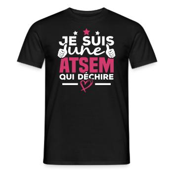Je suis une ATSEM qui déchire - T-shirt homme - noir - Devant - AI Model Male 178 light (178cm)