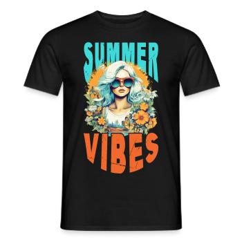 Lunettes de soleil Summer Femme Fleurs Sun Vintage - T-shirt homme - noir - Devant - AI Model Male 178 light (178cm)