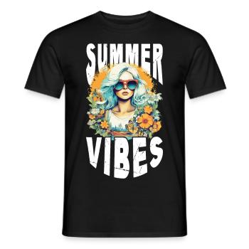 Lunettes de soleil Summer Femme Fleurs Sun Vintage - T-shirt homme - noir - Devant - AI Model Male 178 light (178cm)