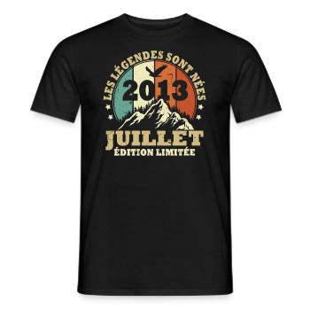 Les légendes sont nées en Juillet 2013 Vintage - T-shirt homme - noir - Devant - AI Model Male 178 light (178cm)