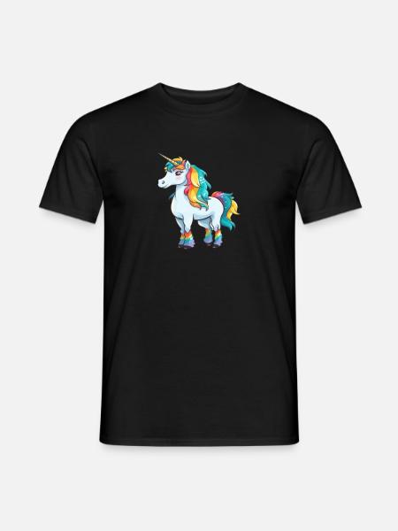 Comic lustiges kleines Einhorn - Männer T-Shirt - Schwarz