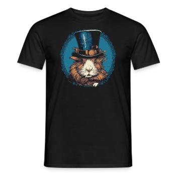 Cochon d’Inde Steampunk - T-shirt homme - noir - Devant - AI Model Male 178 light (178cm)