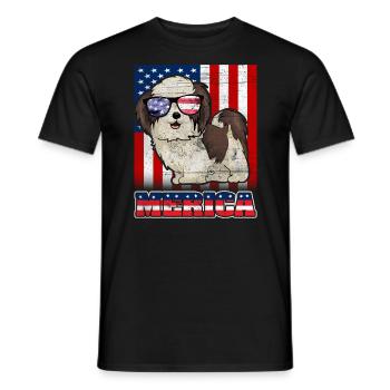 4. Juli Hund Merica - Männer T-Shirt - Schwarz - Vorne - AI Model Male 178 light (178cm)