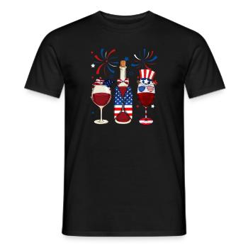 July 4th Wine Party America - Men's T-Shirt - black - Front - AI Model Male 178 light (178cm)