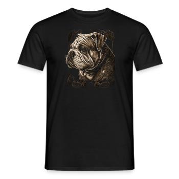 English Bulldog Art - Men's T-Shirt - black - Front - AI Model Male 178 light (178cm)