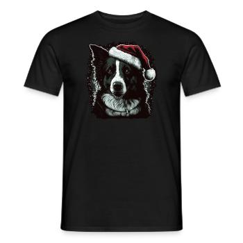 Collie Border Collie de Noël - T-shirt homme - noir - Devant - AI Model Male 178 light (178cm)
