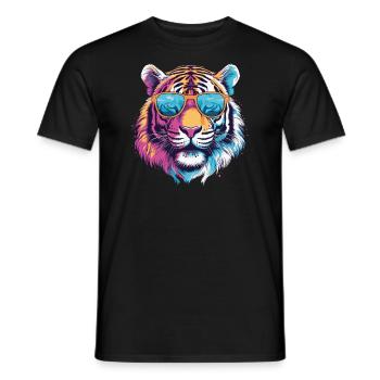 Tiger mit Sonnenbrille - Männer T-Shirt - Schwarz - Vorne - AI Model Male 178 light (178cm)