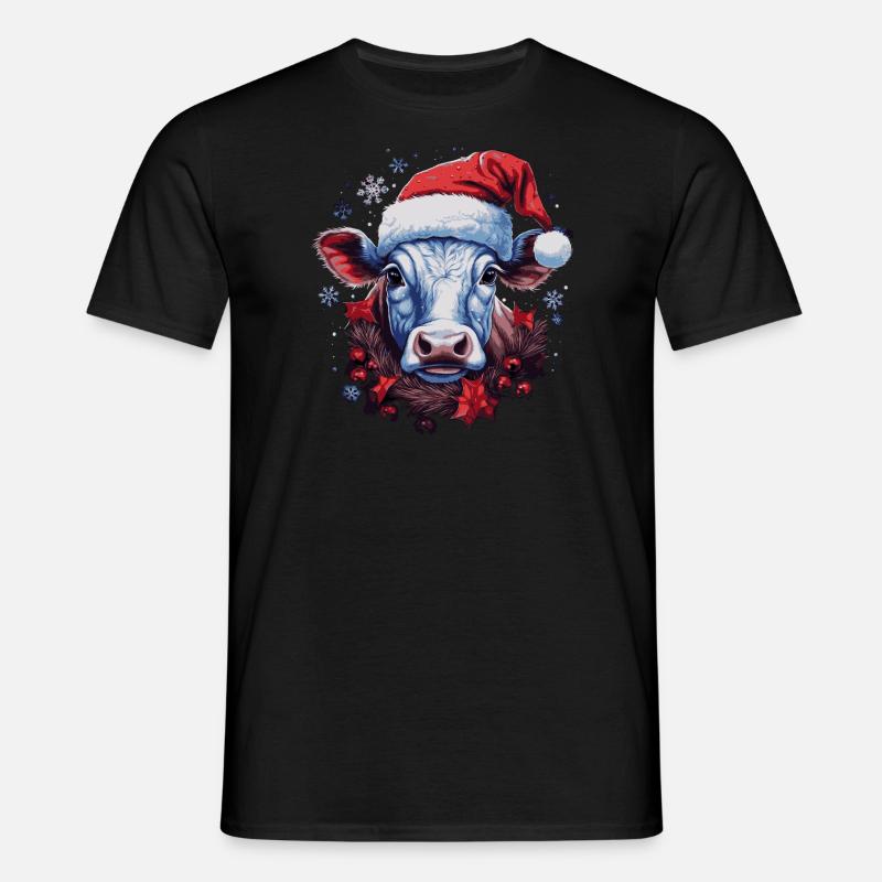 Weihnachtskuh - Männer T-Shirt - Schwarz