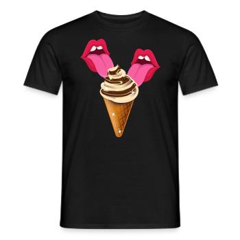 Eis lecken Zunge - Männer T-Shirt - Schwarz - Vorne - AI Model Male 178 light (178cm)