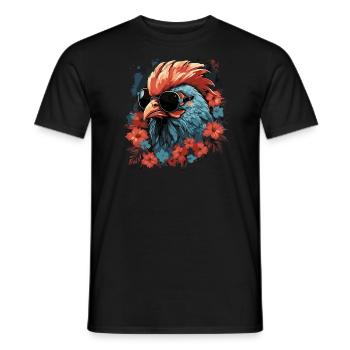 Poulet avec lunettes de soleil - T-shirt homme - noir - Devant - AI Model Male 178 light (178cm)