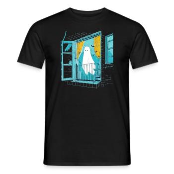 Spooky Ghost in the Window, Boo in the Window - Männer T-Shirt - Schwarz - Vorne - AI Model Male 178 light (178cm)