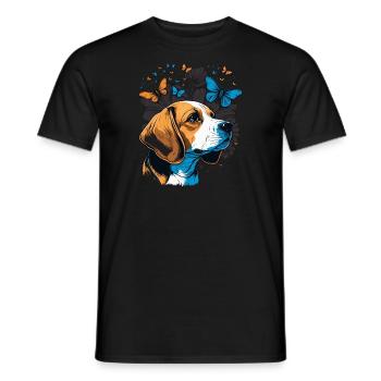 Beagle Hund Schmetterling - Männer T-Shirt - Schwarz - Vorne - AI Model Male 178 light (178cm)