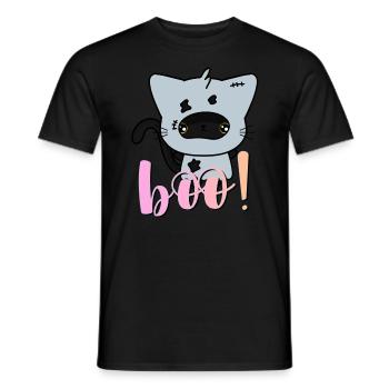 Boo Cat Halloween Cat super scary and funny - Men's T-Shirt - black - Front - AI Model Male 178 light (178cm)