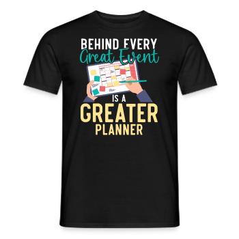 Planificateur d’événements Coordonnatrice de l’emploi Planification d’événements - T-shirt homme - noir - Devant - AI Model Male 178 light (178cm)