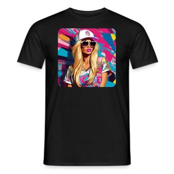 Blonde sexy girl wearing sunglasses - Men's T-Shirt - black - Front - AI Model Male 178 light (178cm)
