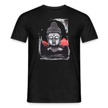 Soleil rouge du Japon : un bouddha au repos - T-shirt homme - noir - Devant - AI Model Male 178 light (178cm)