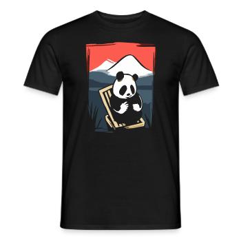 Japanische Rote Sonne: Chillender Panda - Männer T-Shirt - Schwarz - Vorne - AI Model Male 178 light (178cm)
