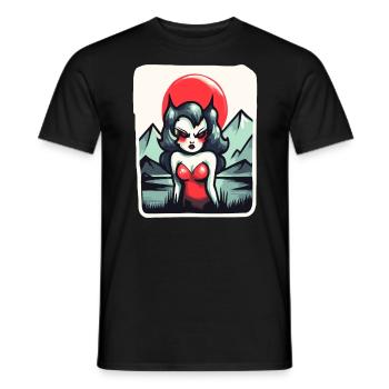 Japans Rote Sonne: Die Berg-Hexe - Männer T-Shirt - Schwarz - Vorne - AI Model Male 178 light (178cm)