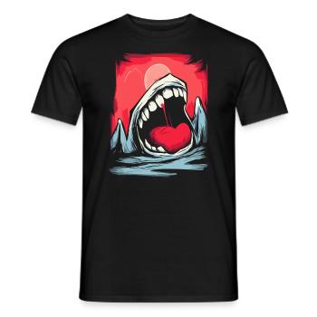 Japans Rote Sonne und Mund Berg mit Zähnen - Männer T-Shirt - Schwarz - Vorne - AI Model Male 178 light (178cm)