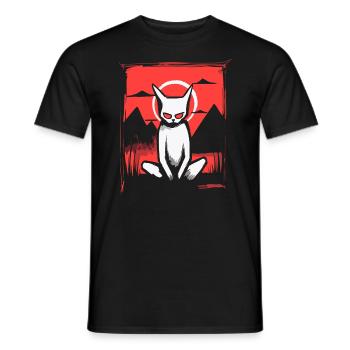 Le soleil rouge du Japon : le chat de yoga - T-shirt homme - noir - Devant - AI Model Male 178 light (178cm)