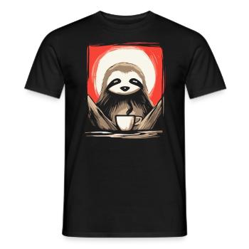 Japanese Red Sun Coffee Sloth - Men's T-Shirt - black - Front - AI Model Male 178 light (178cm)