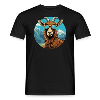 Une chèvre avec des lunettes de soleil dans les montagnes - T-shirt homme - noir - Devant - AI Model Male 178 light (178cm)