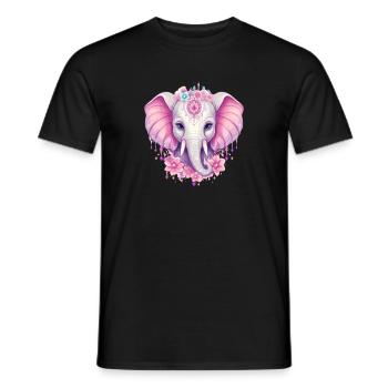 Indischer Elefant in Rosa - Flora und Ornamentik - Männer T-Shirt - Schwarz - Vorne - AI Model Male 178 light (178cm)