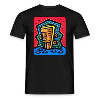Tiki coloré abstrait - T-shirt homme - noir - Devant - AI Model Male 178 light (178cm)