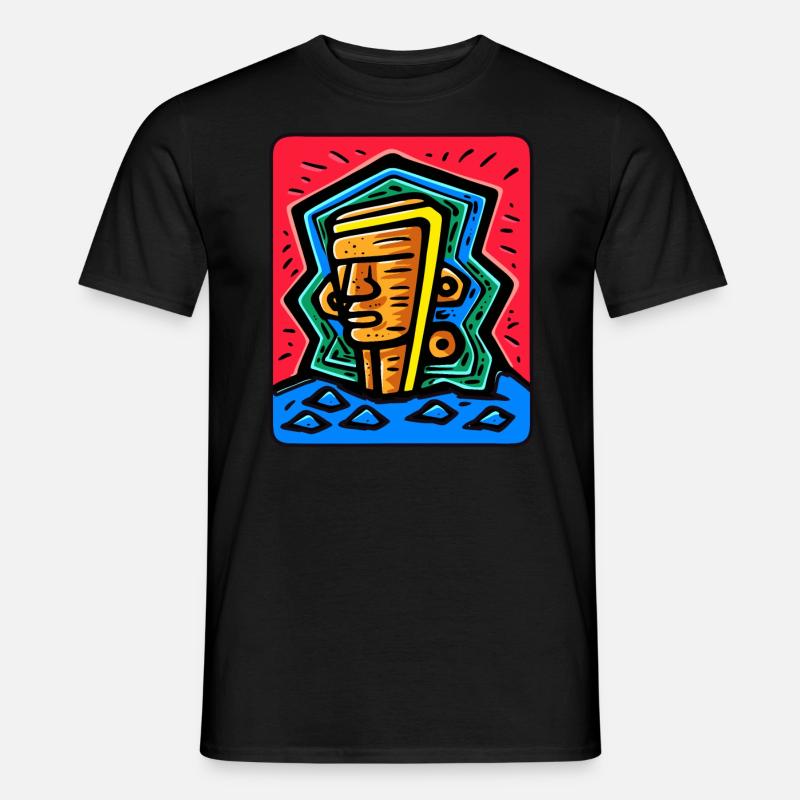 Abstrakte buntes Tiki - Männer T-Shirt - Schwarz