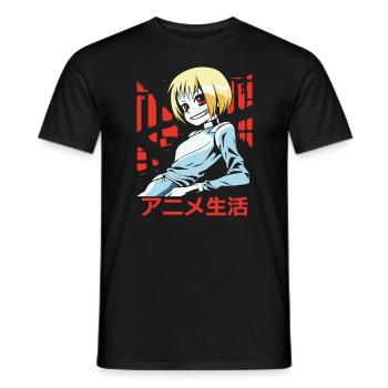 Entspanntes Anime-Mädchen aus Japan - Männer T-Shirt - Schwarz - Vorne - AI Model Male 178 light (178cm)