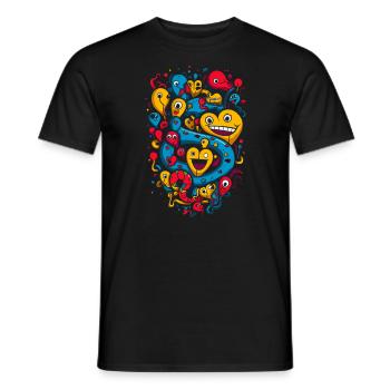 Playful Heart Bubbles and Monsters - Men's T-Shirt - black - Front - AI Model Male 178 light (178cm)