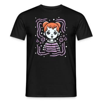 Modern Art Lines and a Cartoon Girl - Men's T-Shirt - black - Front - AI Model Male 178 light (178cm)
