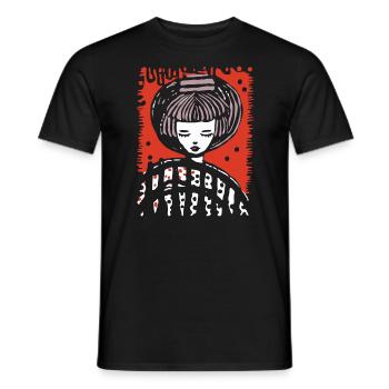 Kunst-Cartoon und Manga-Symbiose - Männer T-Shirt - Schwarz - Vorne - AI Model Male 178 light (178cm)
