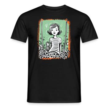 Künstlerische Kritzelei: Mutter und Kind - Männer T-Shirt - Schwarz - Vorne - AI Model Male 178 light (178cm)