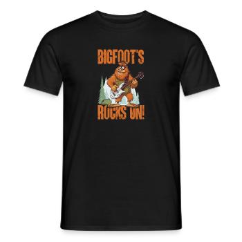 Bigfoot Cartoon Electric Guitar Music Humor - Men's T-Shirt - black - Front - AI Model Male 178 light (178cm)